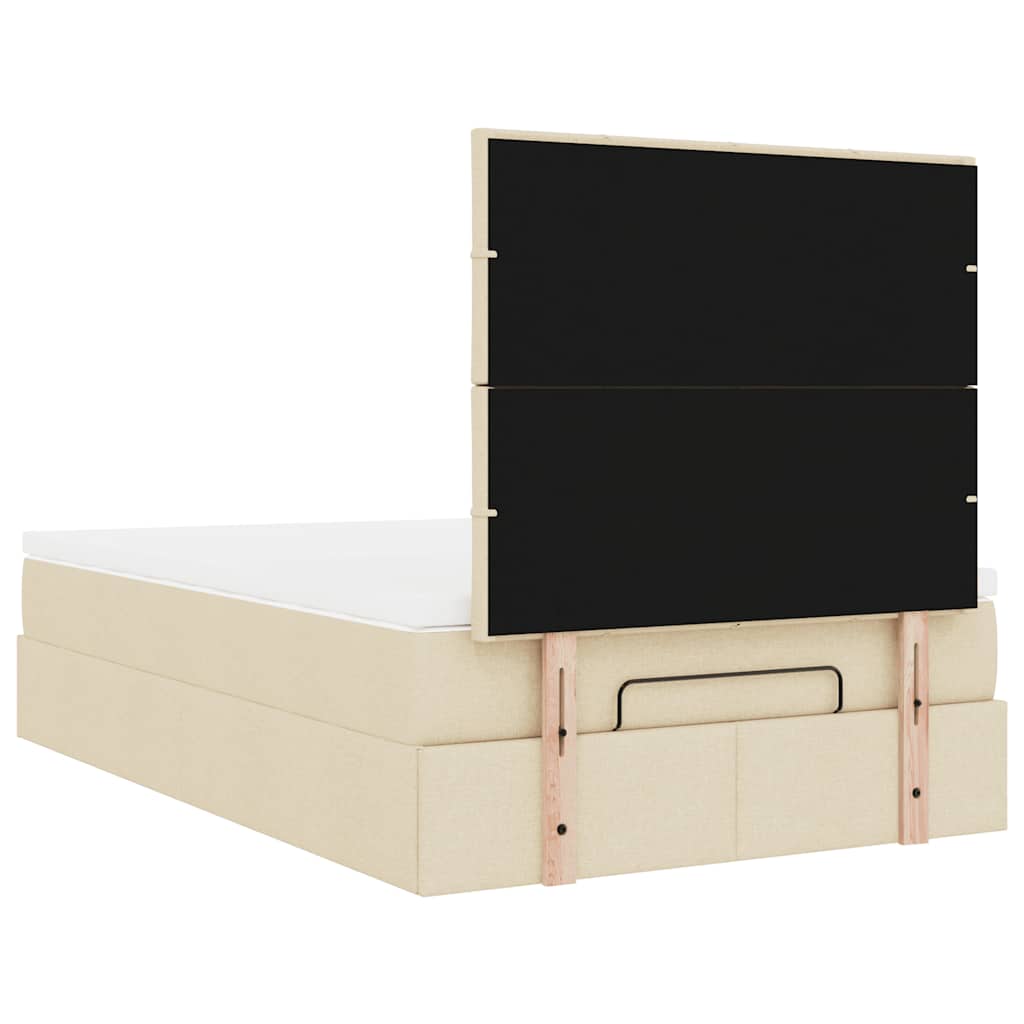 osmannisk sengeramme med madras 120x190 cm stof cremefarvet