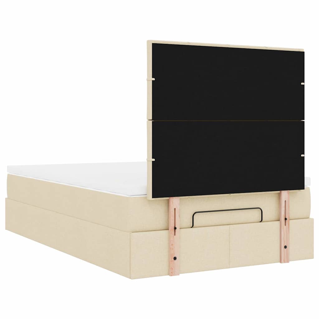 osmannisk sengeramme med madras 120x200 cm stof cremefarvet