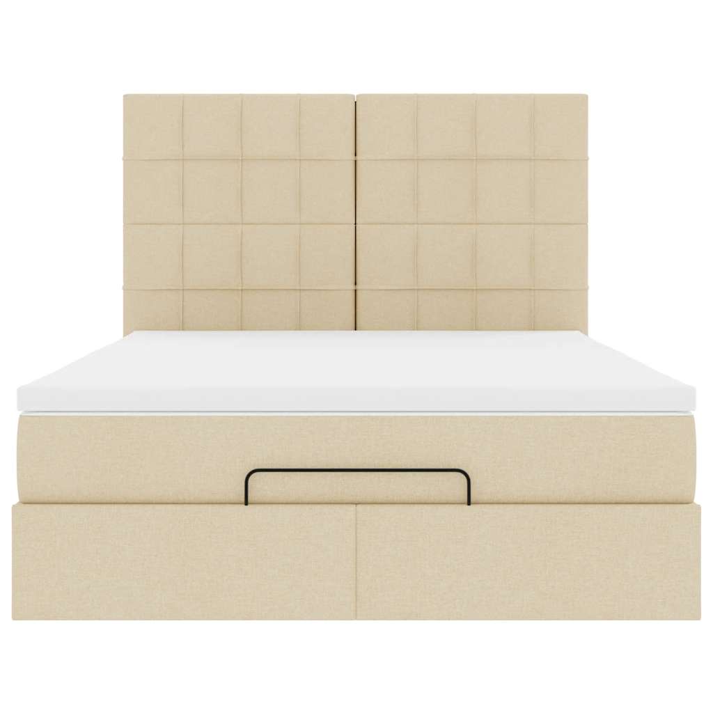 osmannisk sengeramme med madras 140x190 cm stof cremefarvet