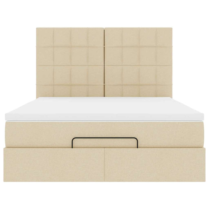 osmannisk sengeramme med madras 140x190 cm stof cremefarvet