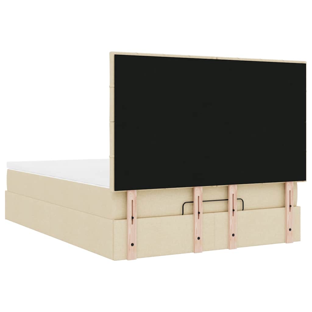 osmannisk sengeramme med madras 140x190 cm stof cremefarvet
