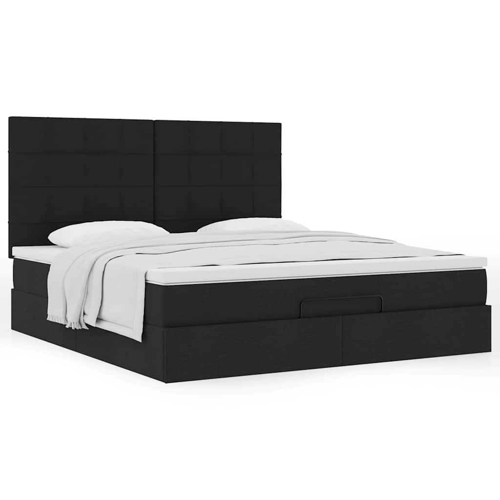 osmannisk sengeramme med madras 160x200 cm stof sort