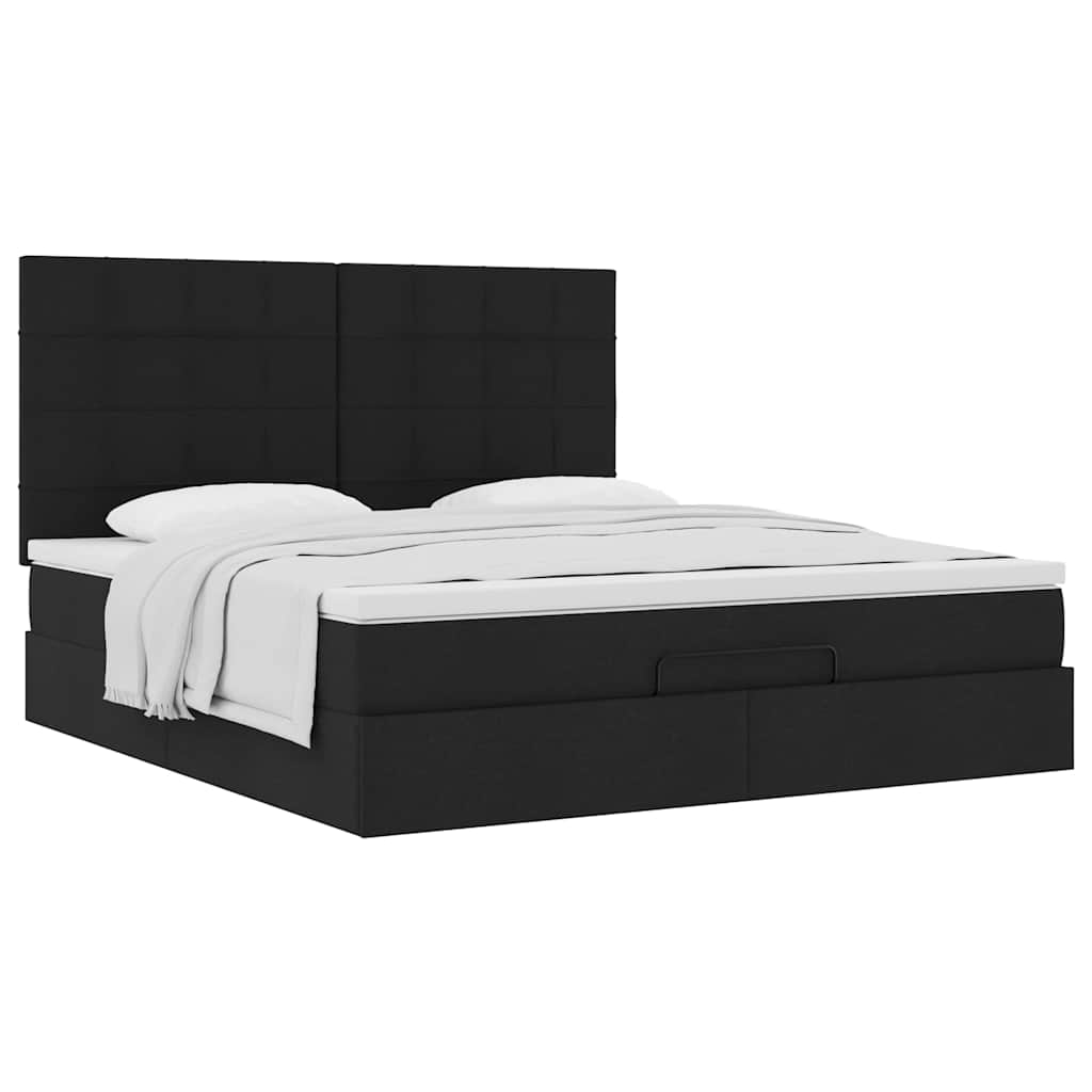 osmannisk sengeramme med madras 160x200 cm stof sort