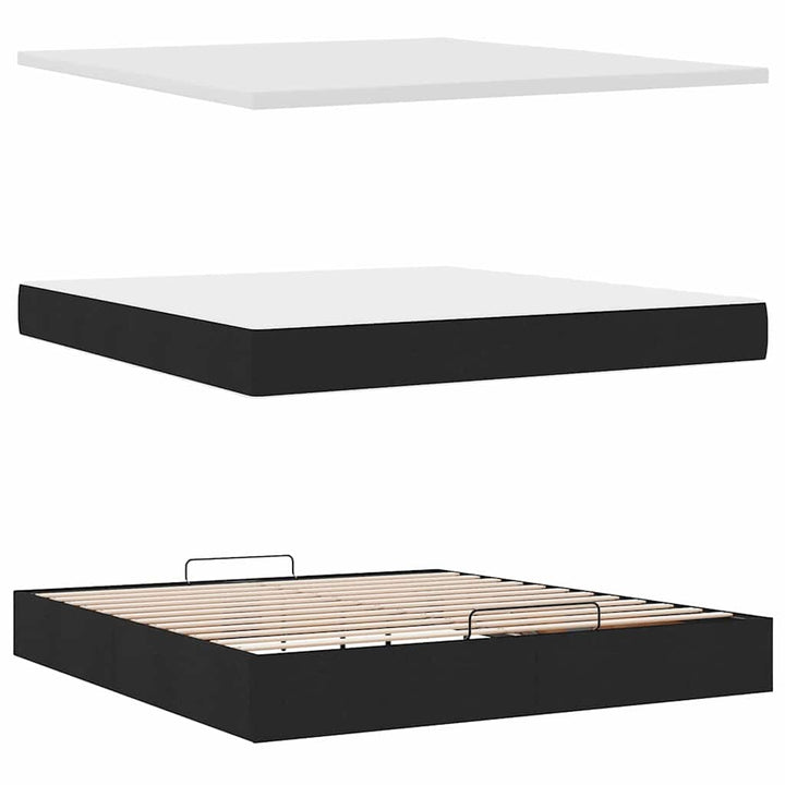 osmannisk sengeramme med madras 160x200 cm stof sort