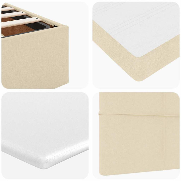 osmannisk sengeramme med madras 160x200 cm stof cremefarvet