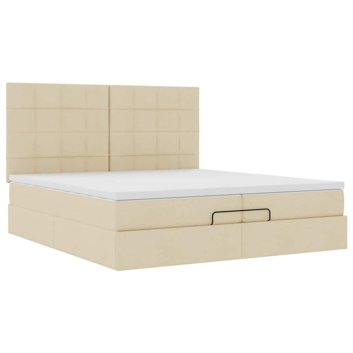 osmannisk sengeramme med madrasser 200x200 cm stof cremefarvet