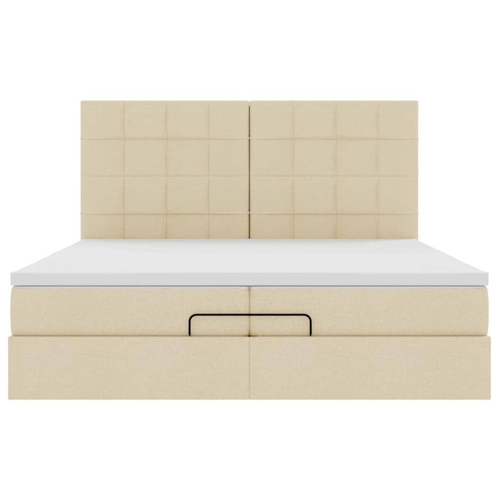 osmannisk sengeramme med madrasser 200x200 cm stof cremefarvet