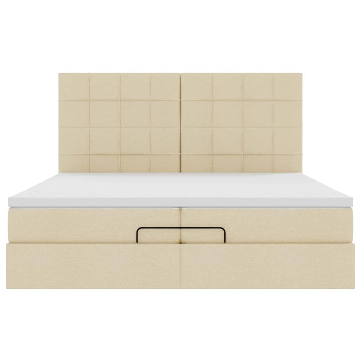 osmannisk sengeramme med madrasser 200x200 cm stof cremefarvet