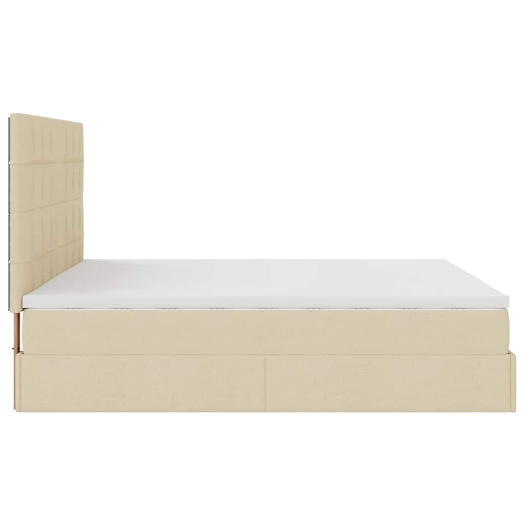 osmannisk sengeramme med madrasser 200x200 cm stof cremefarvet