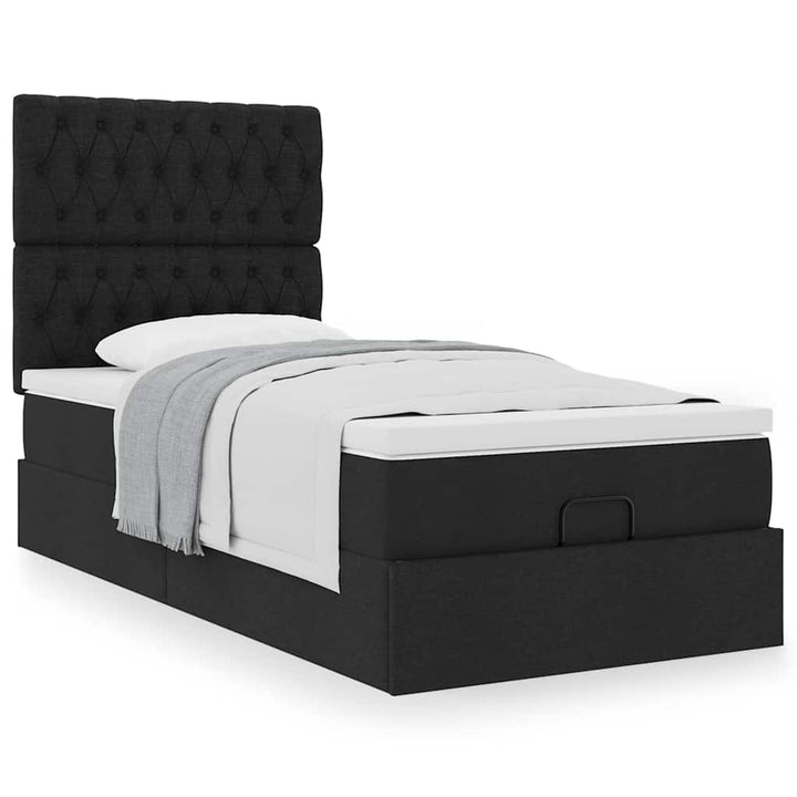 osmannisk sengeramme med madras 90x190 cm stof sort