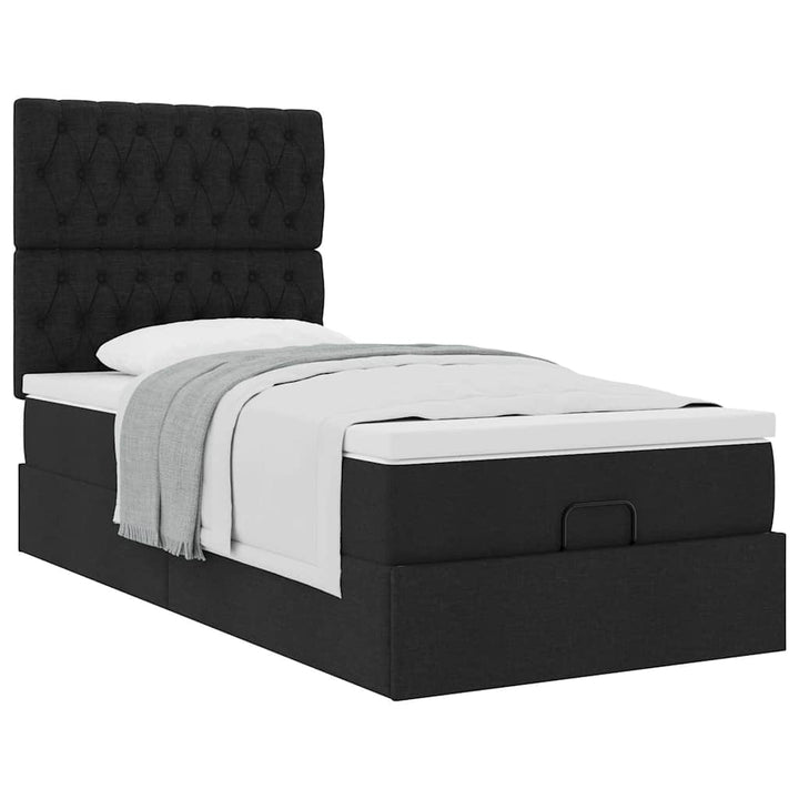 osmannisk sengeramme med madras 90x190 cm stof sort