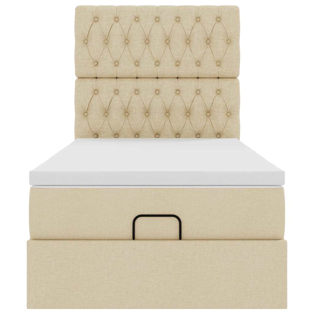 osmannisk sengeramme med madras 90x190 cm stof cremefarvet