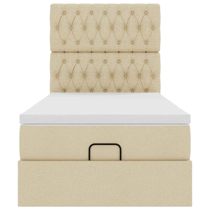 osmannisk sengeramme med madras 90x190 cm stof cremefarvet