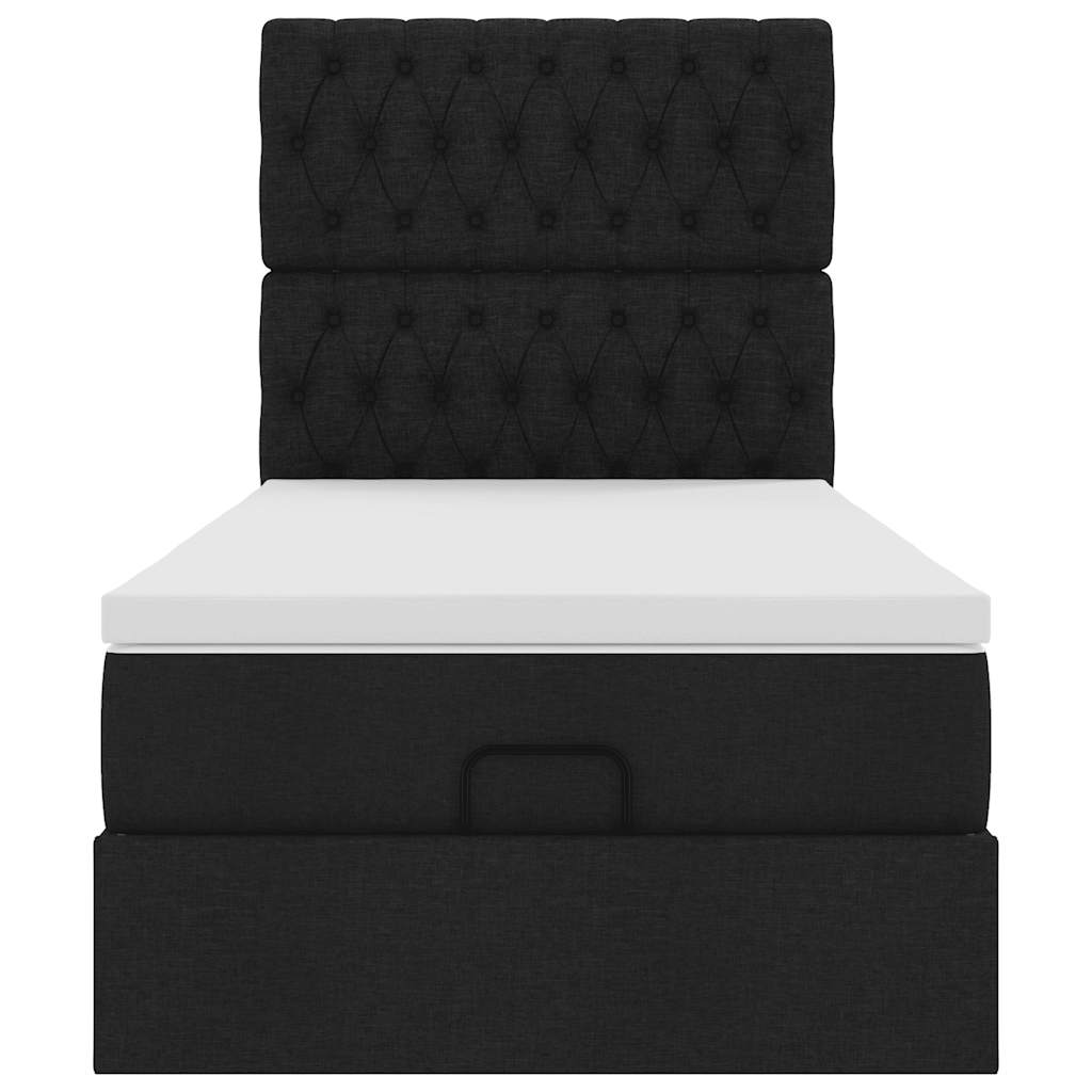 ottoman seng med madras 90x200 cm stof sort
