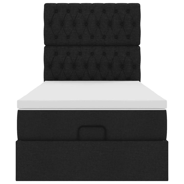 ottoman seng med madras 90x200 cm stof sort