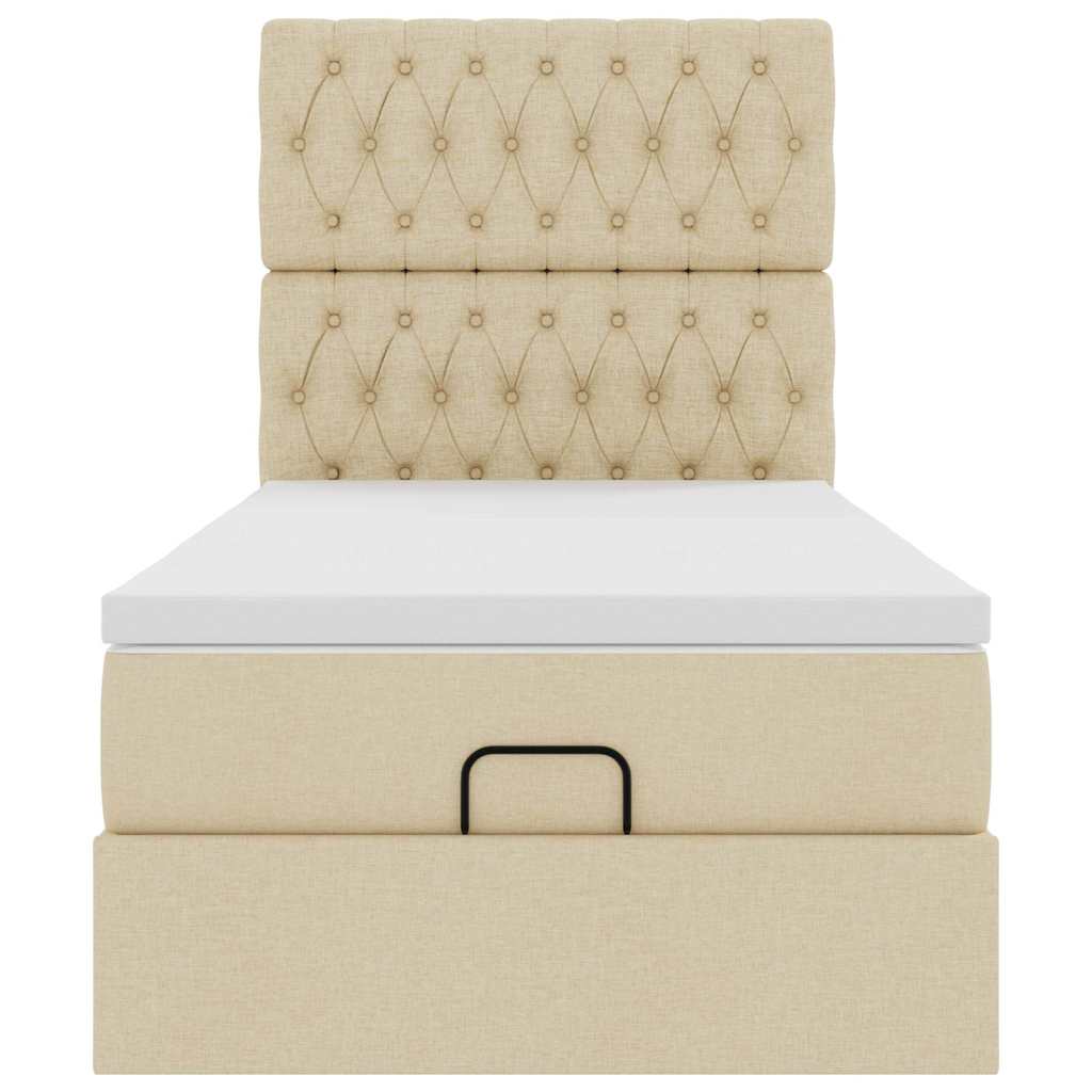 ottoman seng med madras 90x200 cm stof cremefarvet