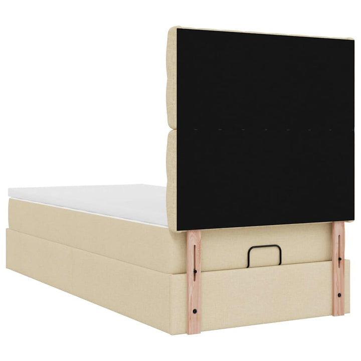 ottoman seng med madras 90x200 cm stof cremefarvet