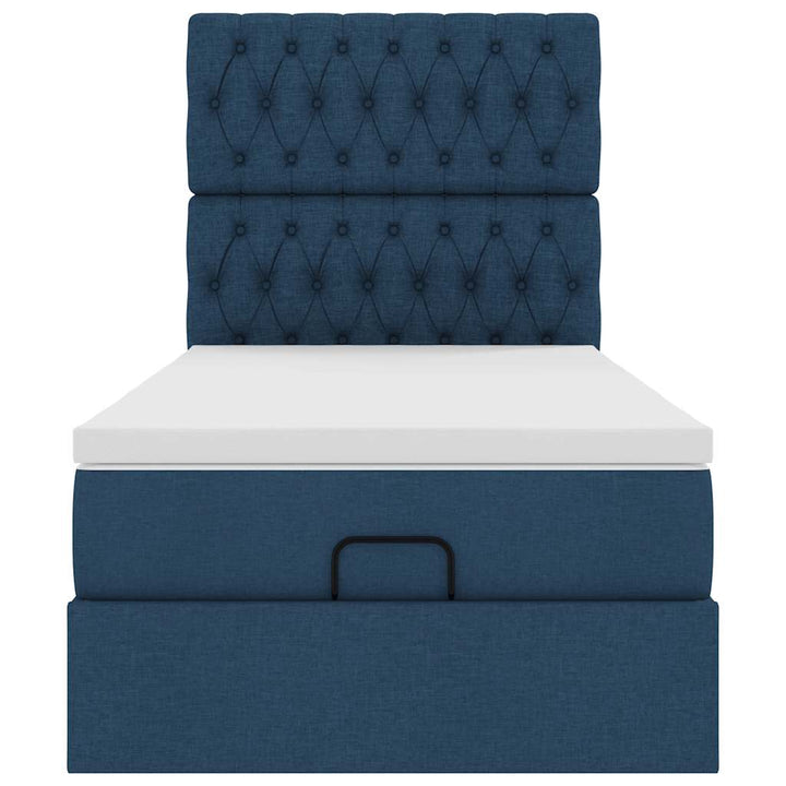 ottoman seng med madras 90x200 cm stof blå