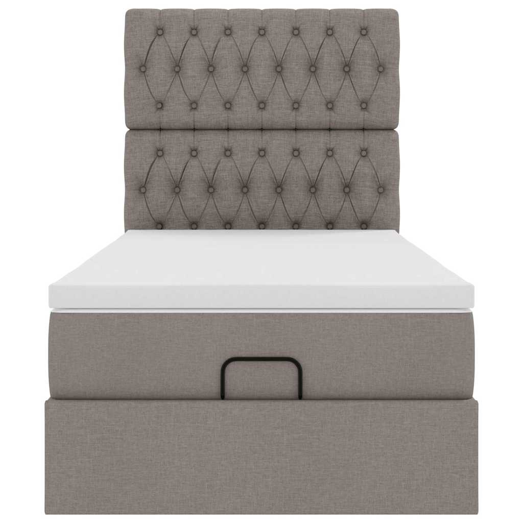 ottoman seng med madras 100x200 cm stof gråbrun