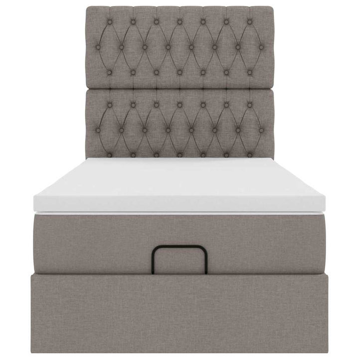 ottoman seng med madras 100x200 cm stof gråbrun
