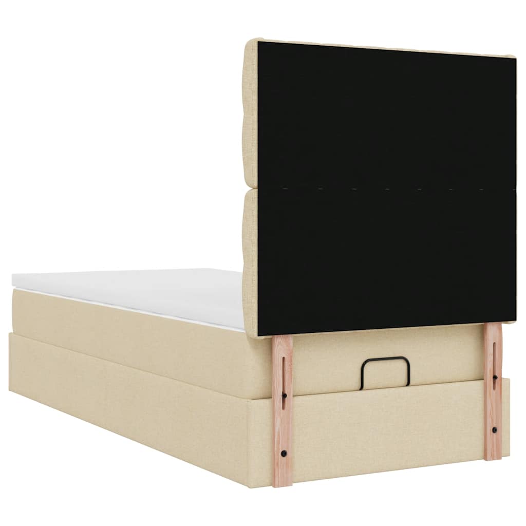 ottoman seng med madras 100x200 cm stof cremefarvet