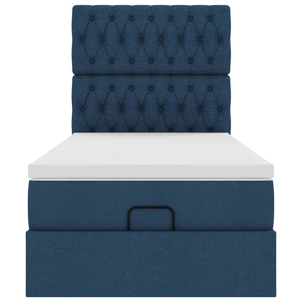 ottoman seng med madras 100x200 cm stof blå