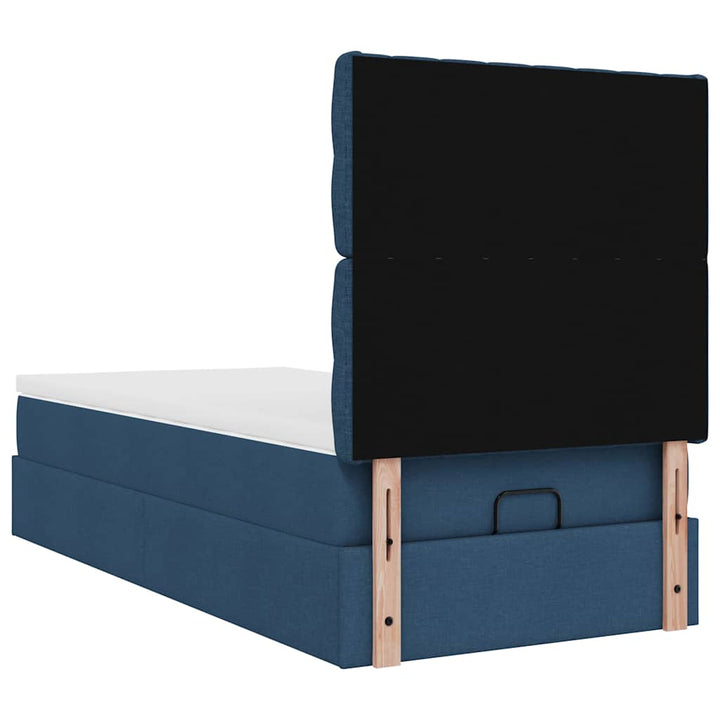 ottoman seng med madras 100x200 cm stof blå