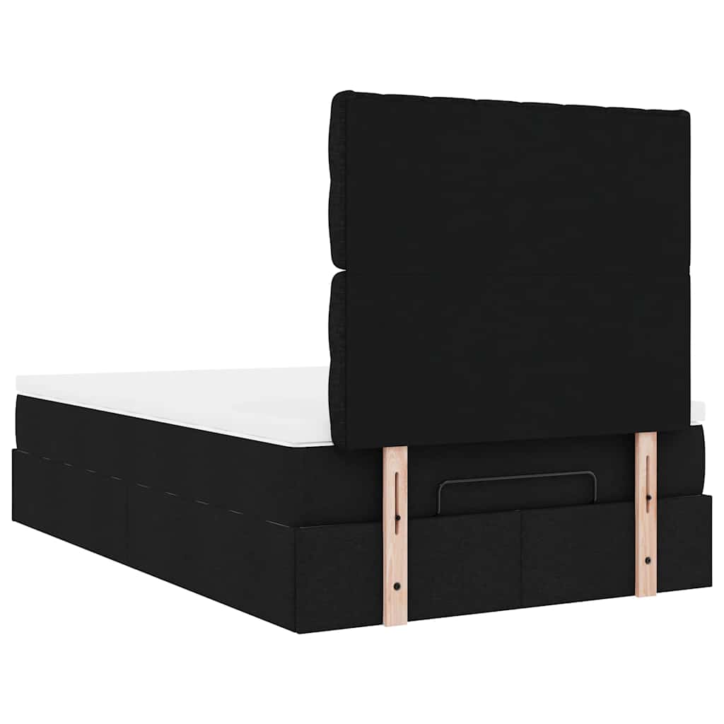 osmannisk sengeramme med madras 120x190 cm stof sort