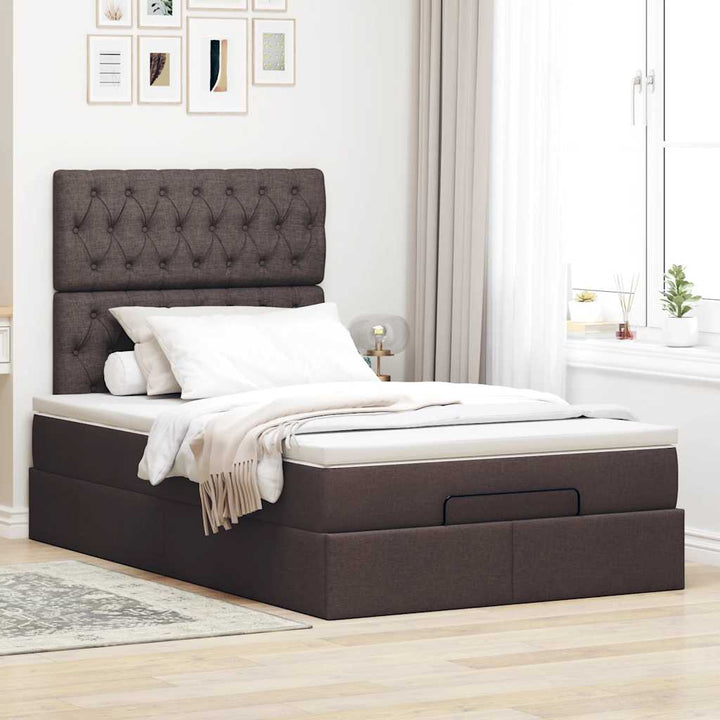 osmannisk sengeramme med madras 120x190 cm stof mørkebrun