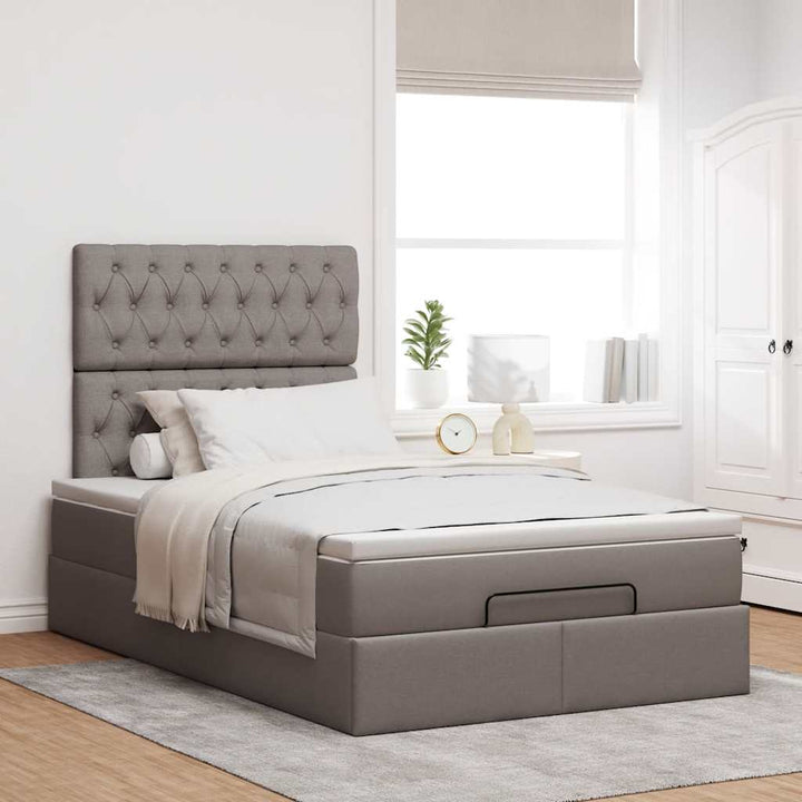 osmannisk sengeramme med madras 120x190 cm stof gråbrun
