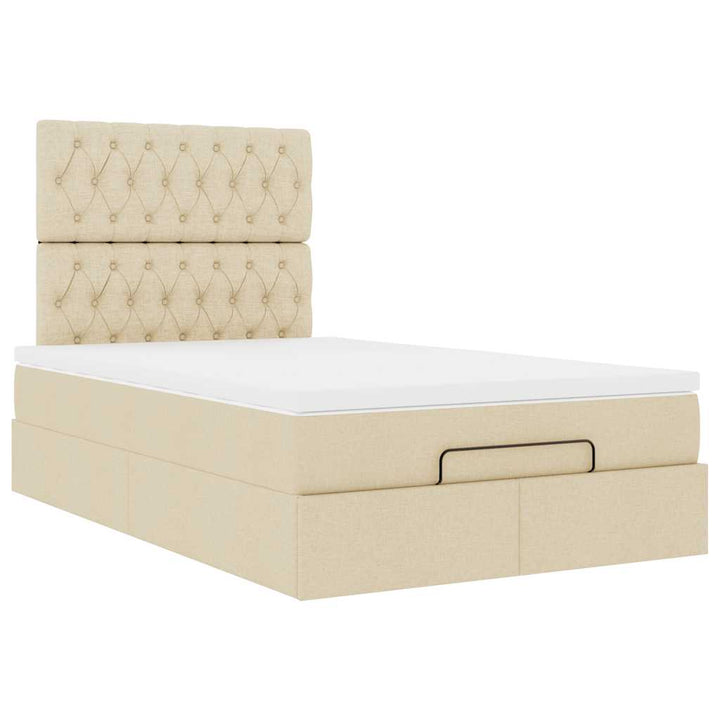 osmannisk sengeramme med madras 120x190 cm stof cremefarvet