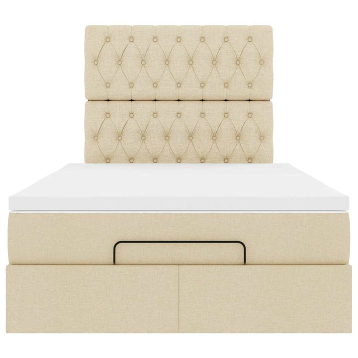 osmannisk sengeramme med madras 120x190 cm stof cremefarvet