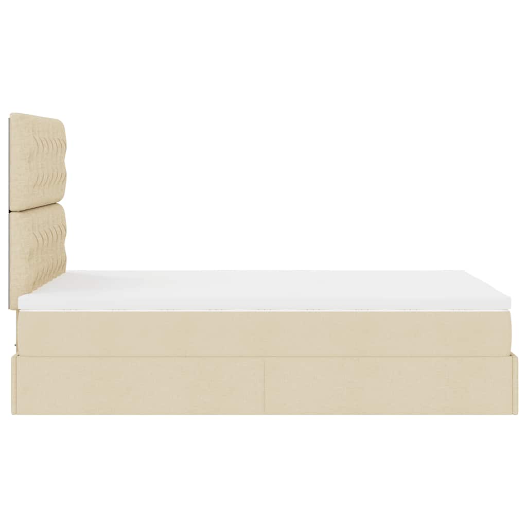 osmannisk sengeramme med madras 120x190 cm stof cremefarvet