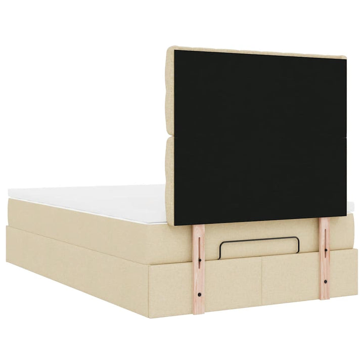 osmannisk sengeramme med madras 120x190 cm stof cremefarvet