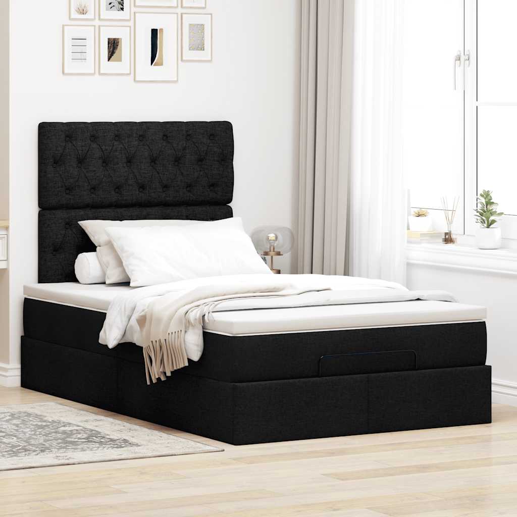 osmannisk sengeramme med madras 120x200 cm stof sort