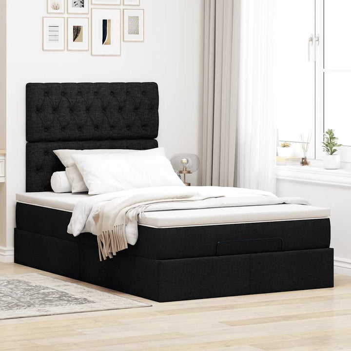 osmannisk sengeramme med madras 120x200 cm stof sort