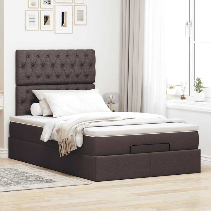 osmannisk sengeramme med madras 120x200 cm stof mørkebrun