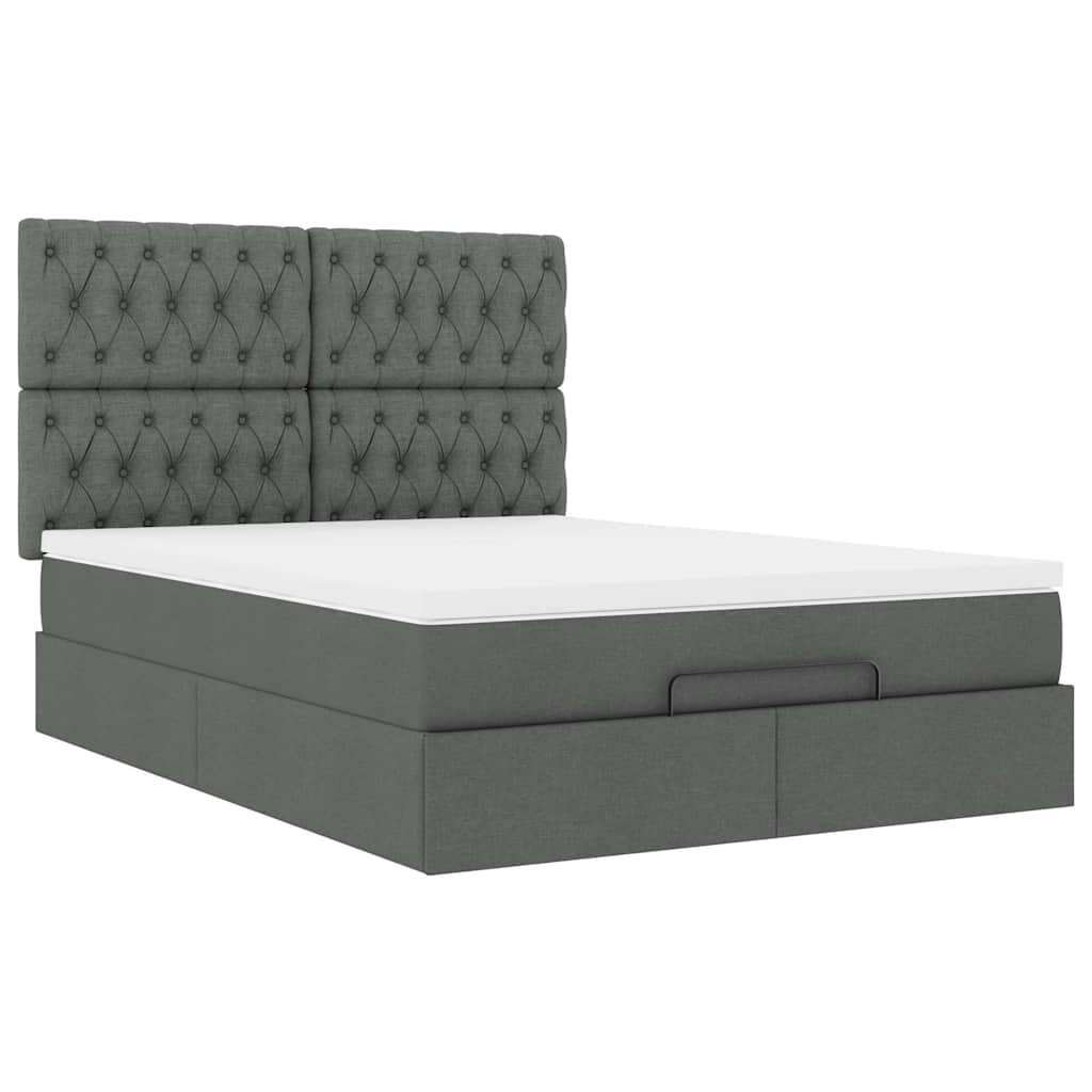 osmannisk sengeramme med madras 140x190 cm stof mørkegrå