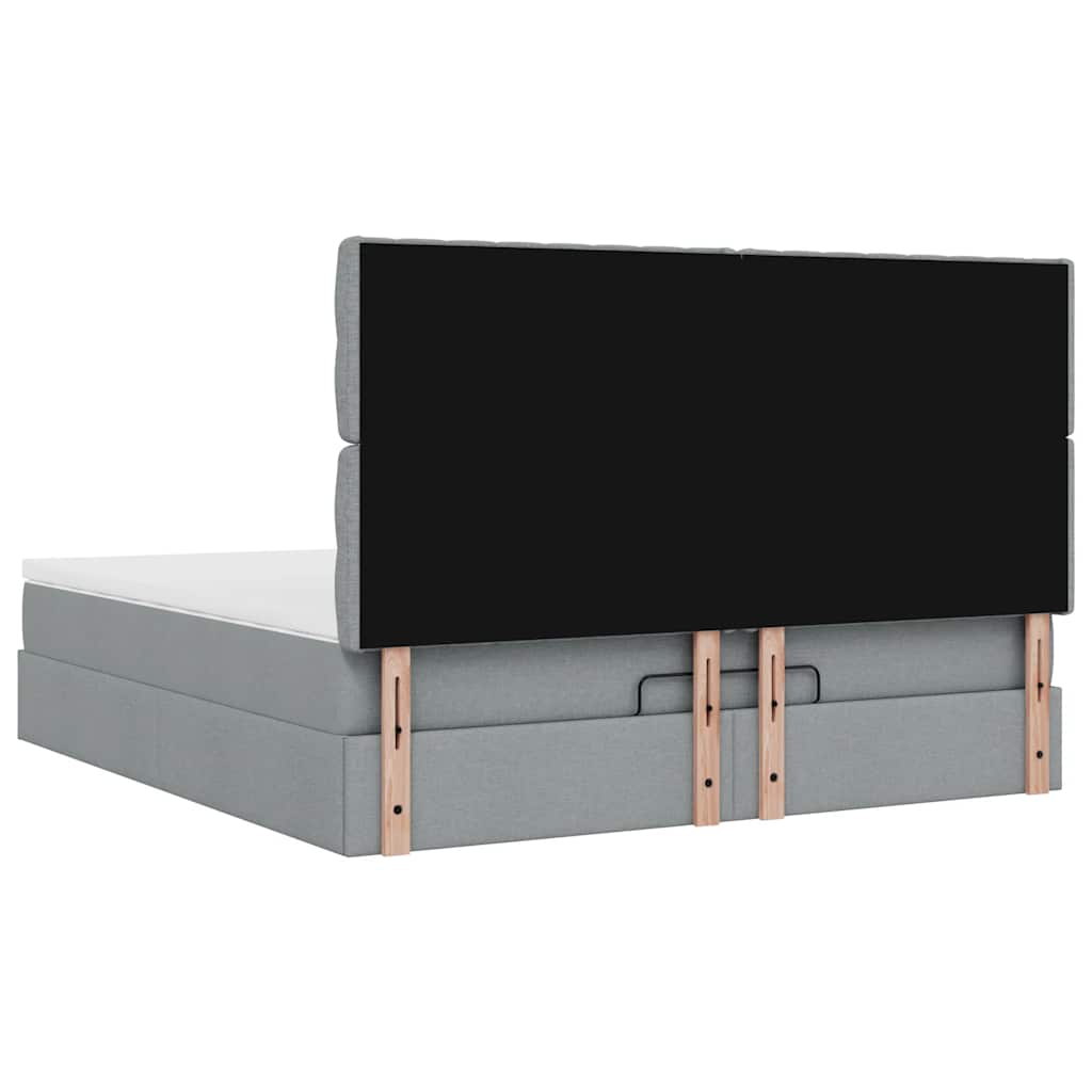 osmannisk sengeramme med madras 160x200 cm stof lysegrå