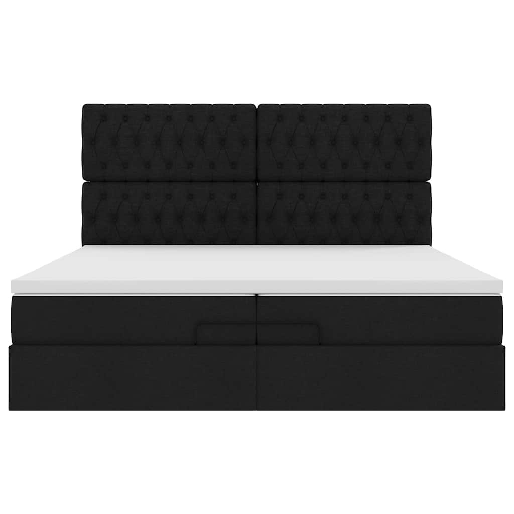 osmannisk sengeramme med madrasser 200x200 cm stof sort