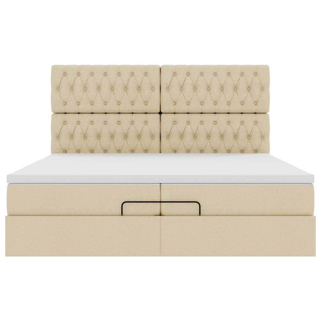 osmannisk sengeramme med madrasser 200x200 cm stof cremefarvet