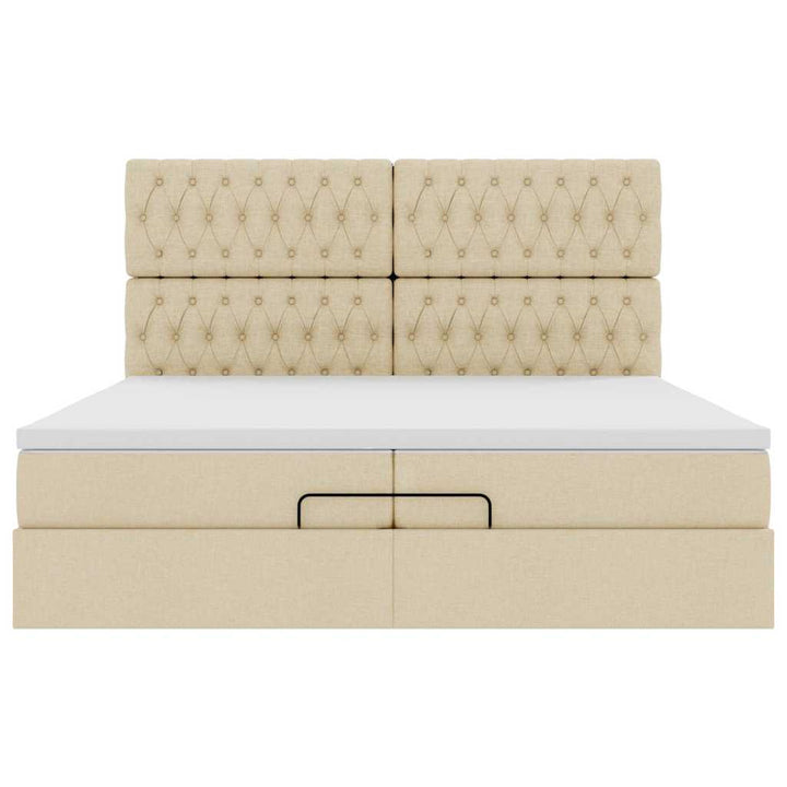 osmannisk sengeramme med madrasser 200x200 cm stof cremefarvet