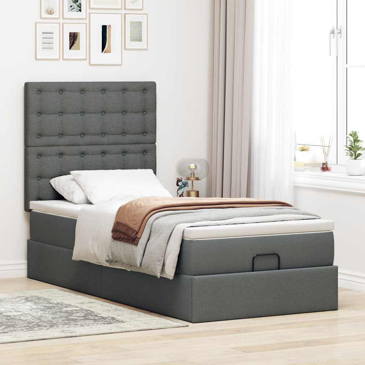 osmannisk sengeramme med madras 80x200 cm stof mørkegrå
