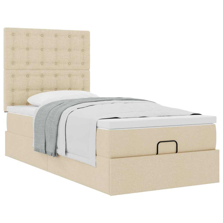 osmannisk sengeramme med madras 80x200 cm stof cremefarvet