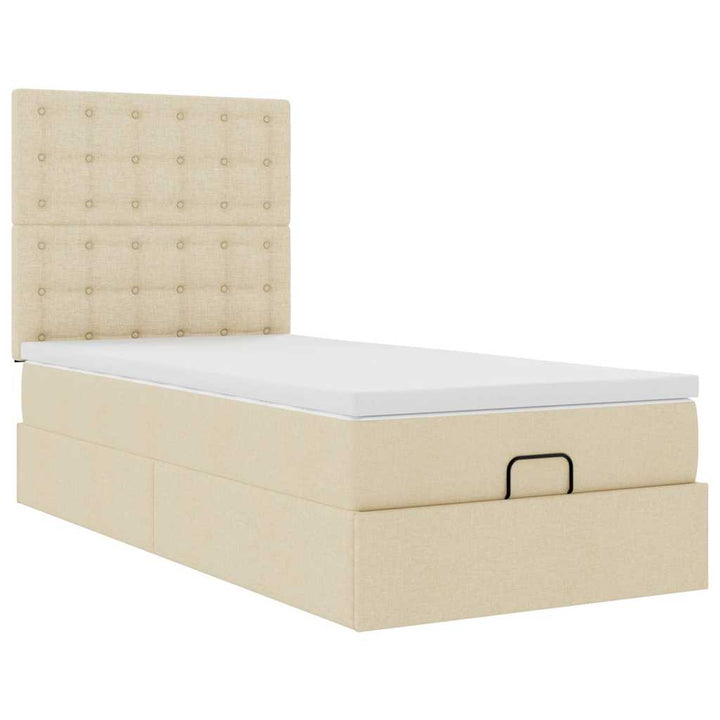 osmannisk sengeramme med madras 80x200 cm stof cremefarvet