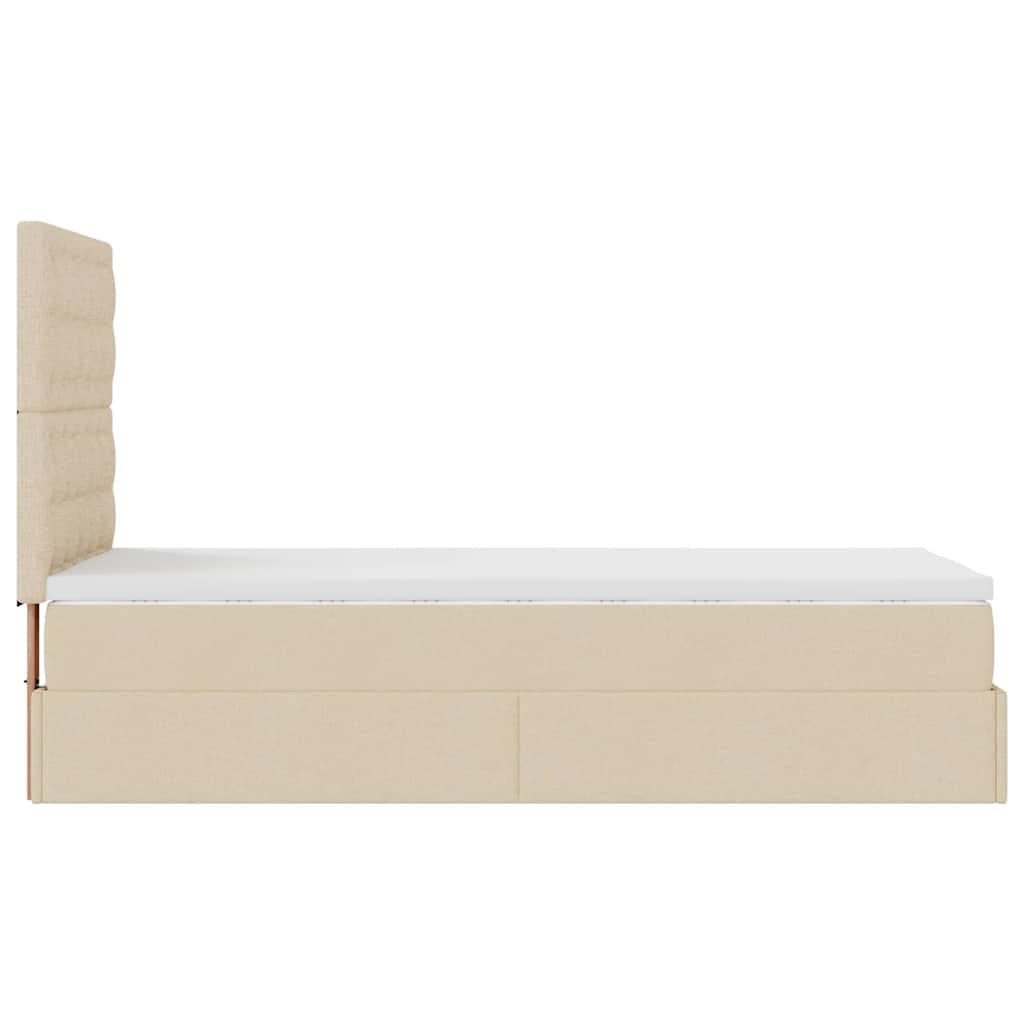 osmannisk sengeramme med madras 80x200 cm stof cremefarvet