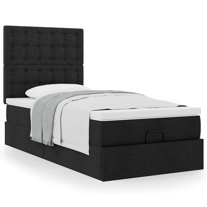 osmannisk sengeramme med madras 90x190 cm stof sort