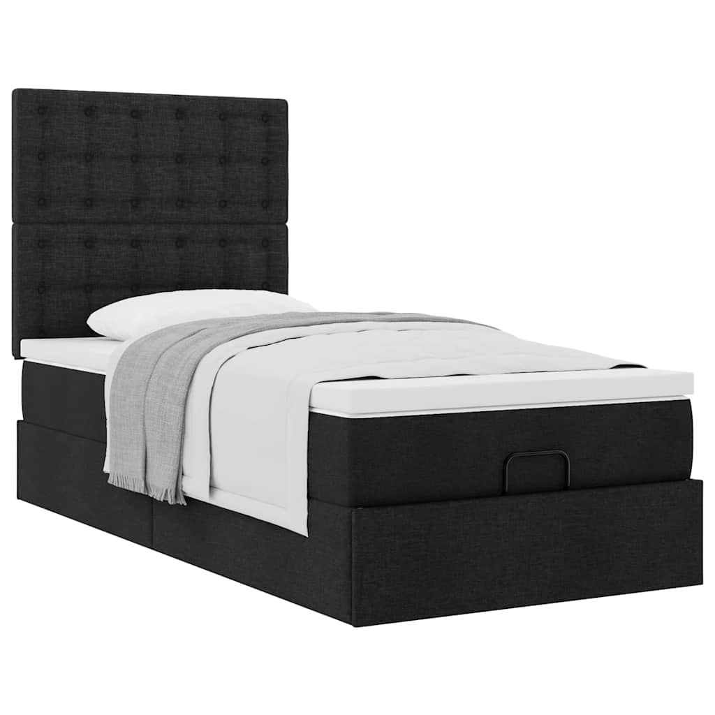 osmannisk sengeramme med madras 90x190 cm stof sort