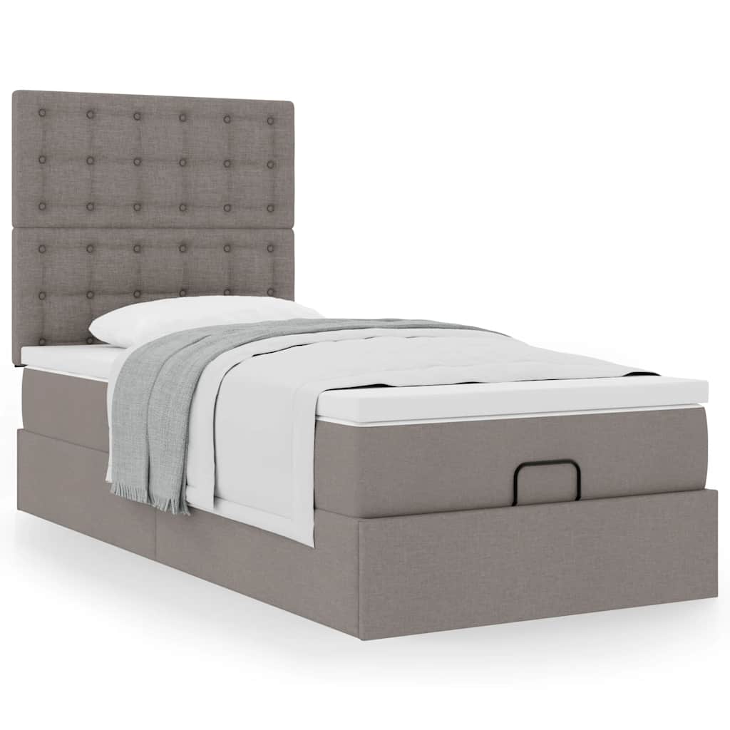 osmannisk sengeramme med madras 90x190 cm stof gråbrun