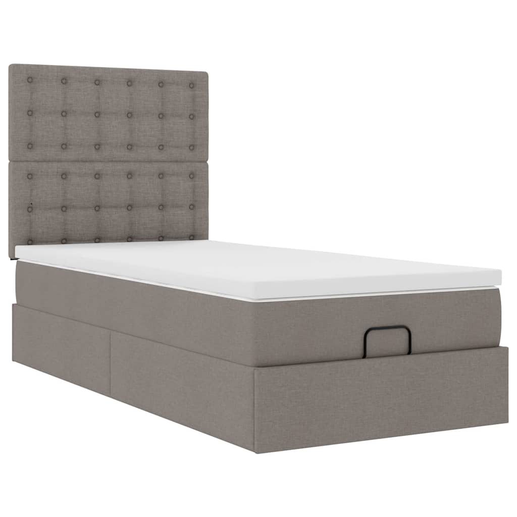 osmannisk sengeramme med madras 90x190 cm stof gråbrun